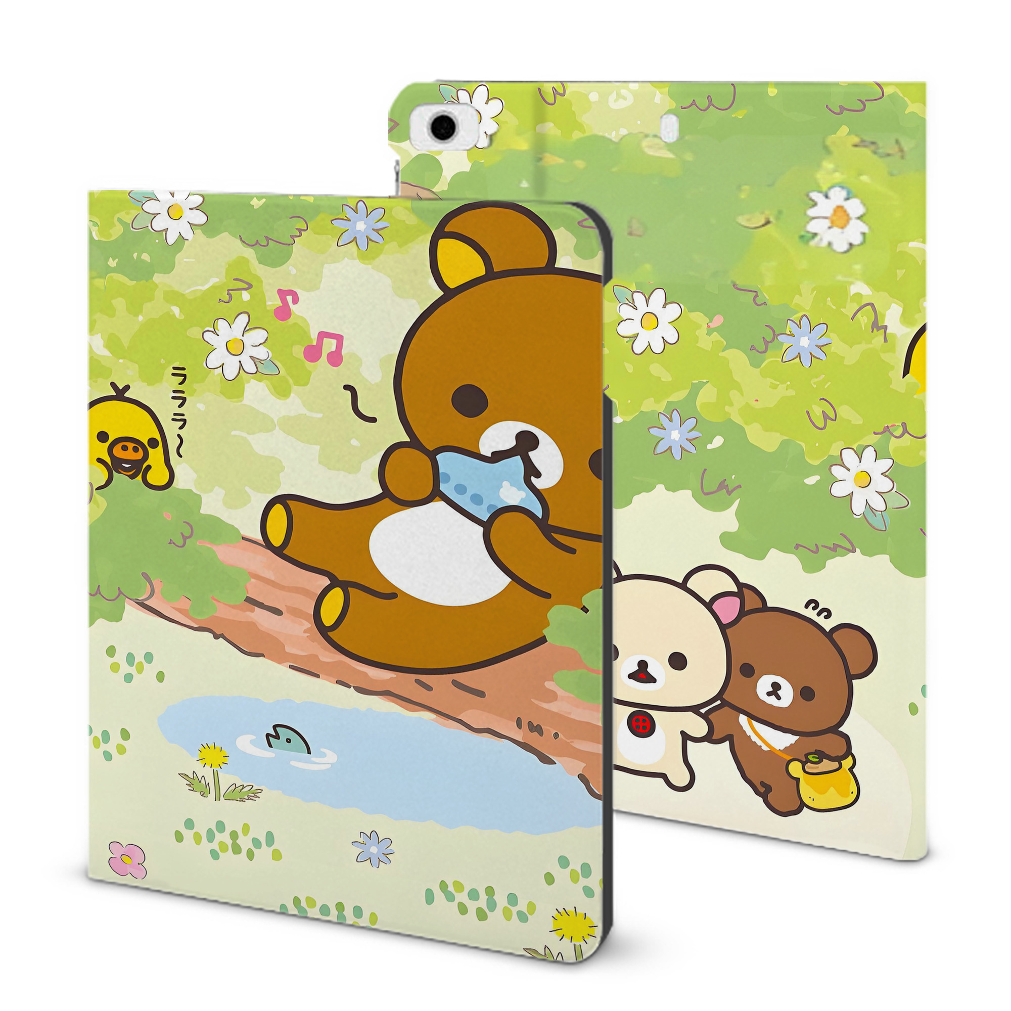 （画像用） リラックマ リラックマ キイロイトリ Rilakkuma Korilakkuma Kiiroitori IPad ケース ブック型 PUレザー TPU 耐衝撃 軽量 薄型 ペン収納なし 全面保護 IPad 各モデル対応
